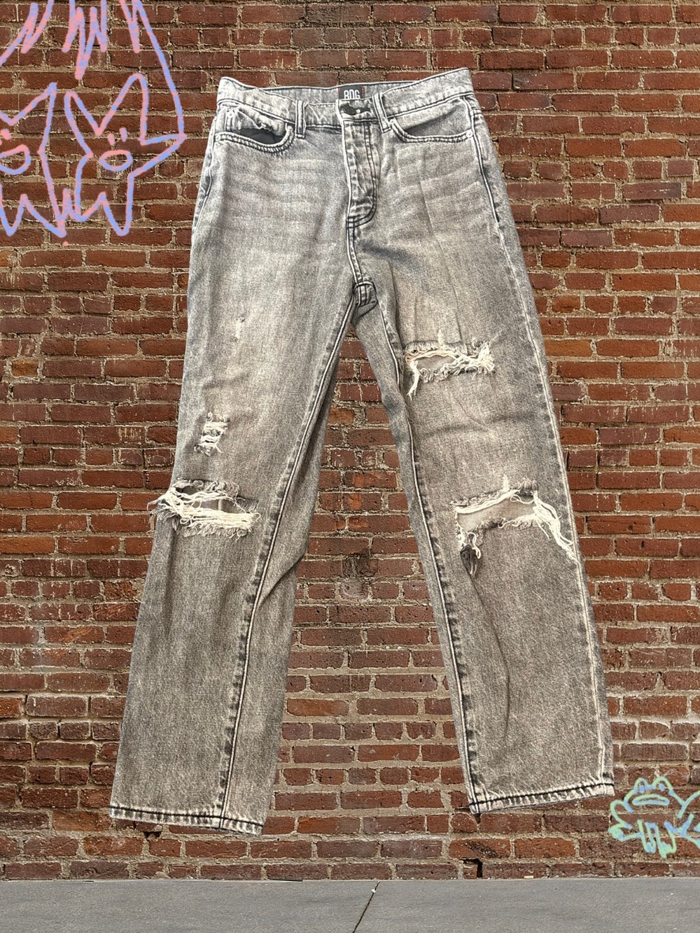 BDG Urban Outfitters Slim Straight Distressed Gray Acid Wash Jeans Women’s Size